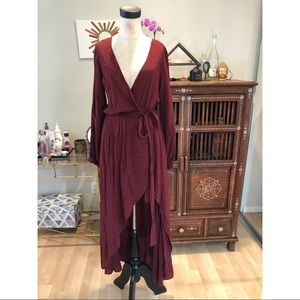 Blue Life Burgundy Romper Maxi Dress